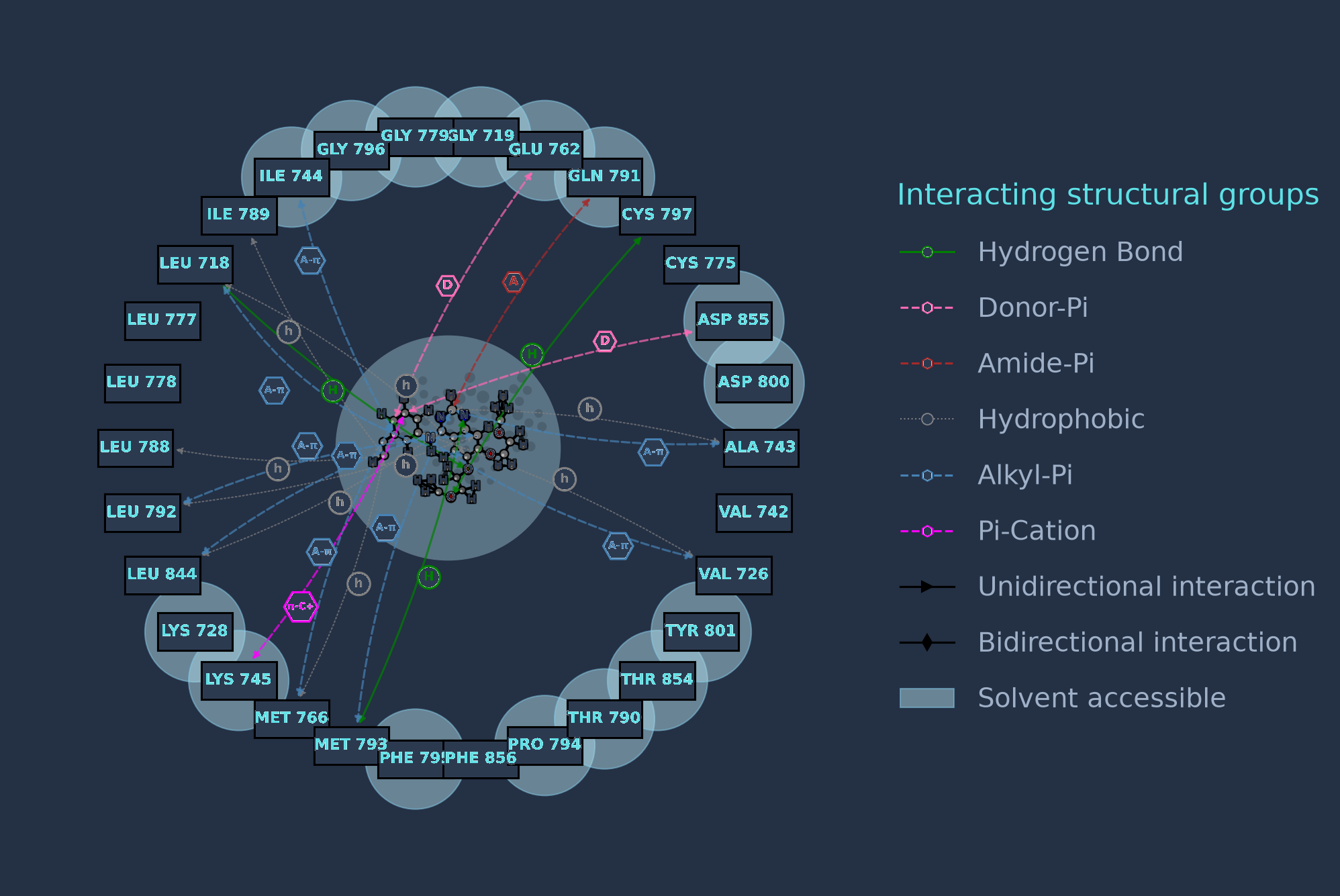 2D interaction map of the relaxed complex